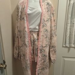 Pink Floral Kimono Shorts Set