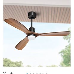 Obabala 52" Ceiling Fan with Lights Remote Control Outdoor Wood Ceiling Fans Noiseless Reversible DC Motor