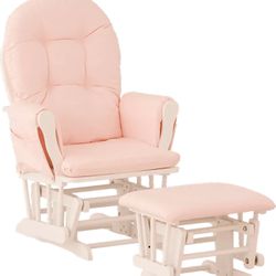  Glider chair and ottoman White And Pink 