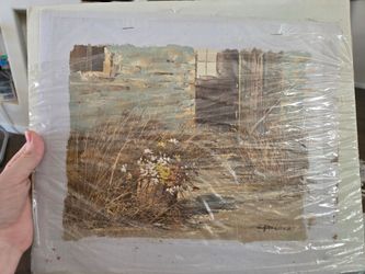 Vintage Oil "Daises by the Back Door"