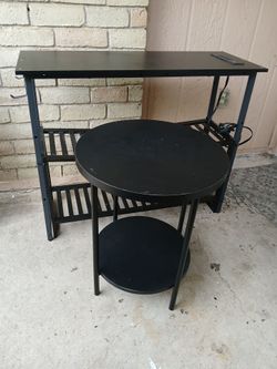 Black Square and Round Side Table Set