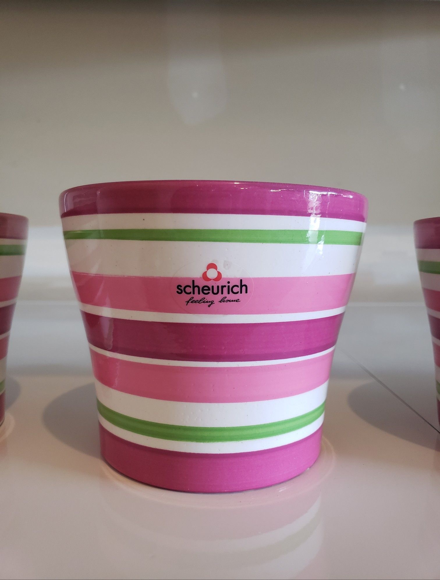 Scheurich Pots/Planters | Pink & Green Striped | Set of 5