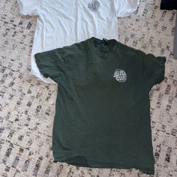 2 Mens Santa Cruz Graphic t Shirts Mens Large Green And Blue 