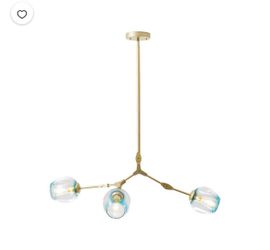 Adjustable Blue Glass Shades Chandelier Globes Pendant,3 Light