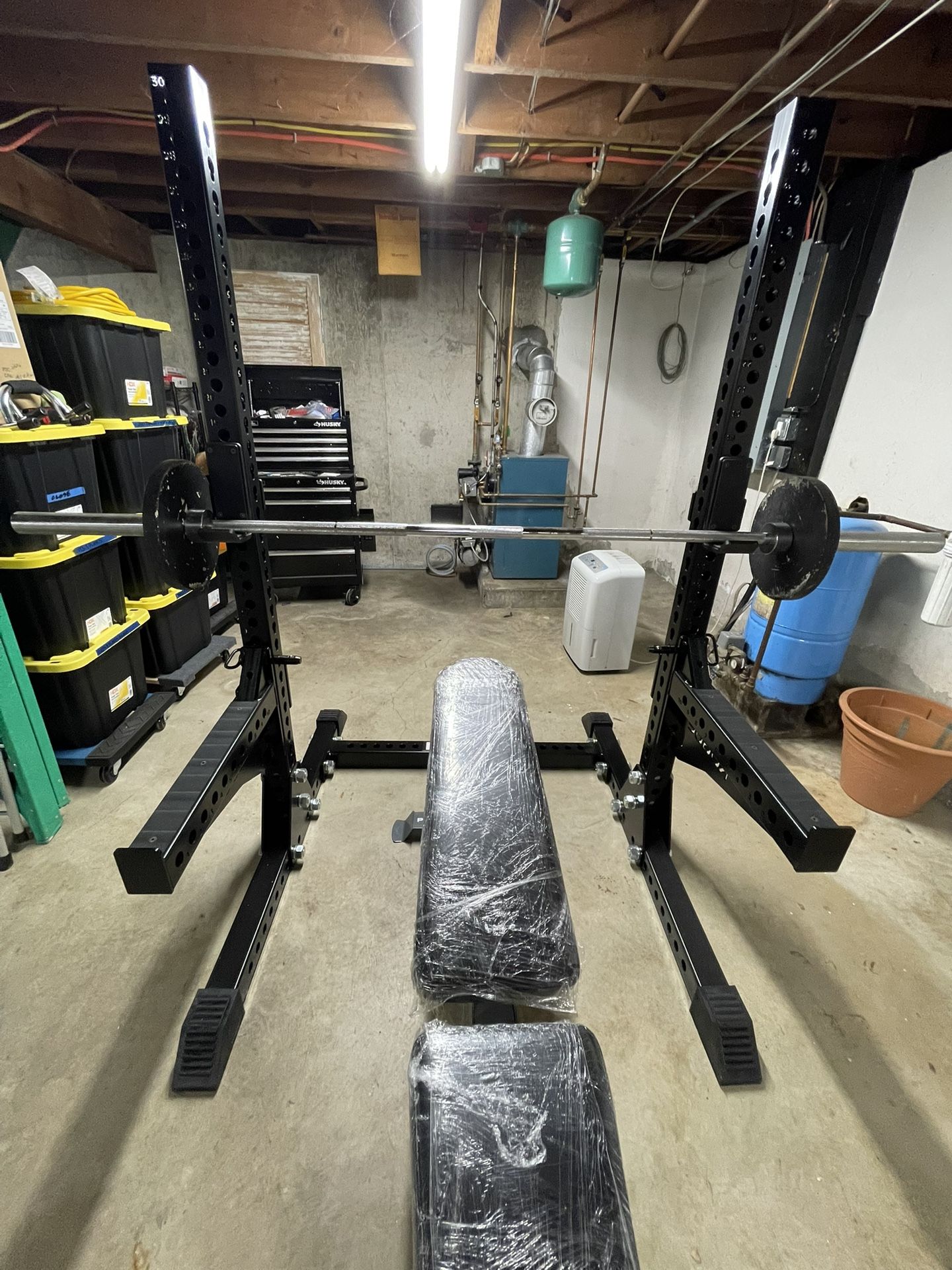 Rogue Squat Bench With Bar 25 Pounds Weights And Bench