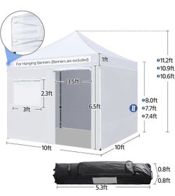 10x10 Pop Up Canopy Tent with 4 Removable Sidewalls & Window