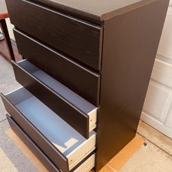 Chest Dresser Organizer 5 Drawers Black Finished 