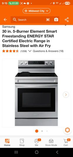 New Samsung Bespoke Air Fry Convection Oven Electric 5 Burner Adjustable Electric Range
