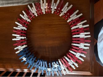 Handmade Clothes pin flag wreath