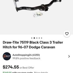 Draw-Tite 75119 Black Class 3 Trailer Hitch for 96-07 Dodge Caravan