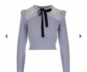 Self-Portrait Lavender Sweater with Lace Collar
