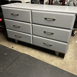 Nice Gray Wood Dresser With  6 Drawers 