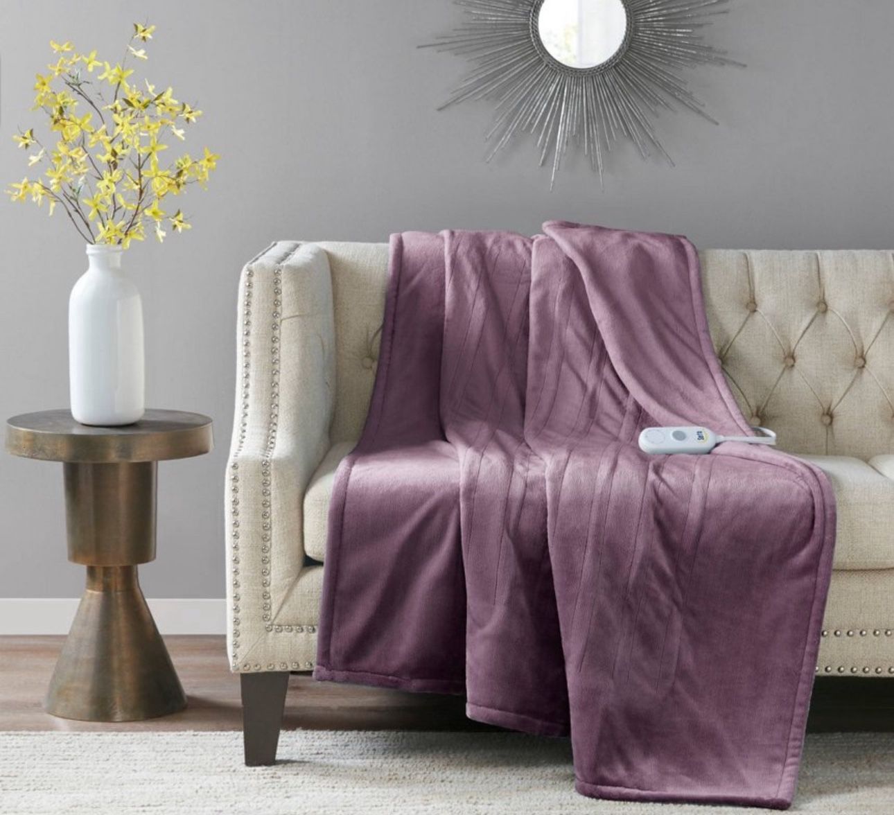 Electric Heated Blanket Throw 50'x62'' Fleece Heating Blanket Machine Wash