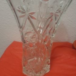Star of David anchor hocking heavy crystal flower etched vase