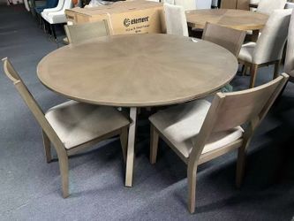 54”5-Piece Round Dining Table and Chair Set，$450