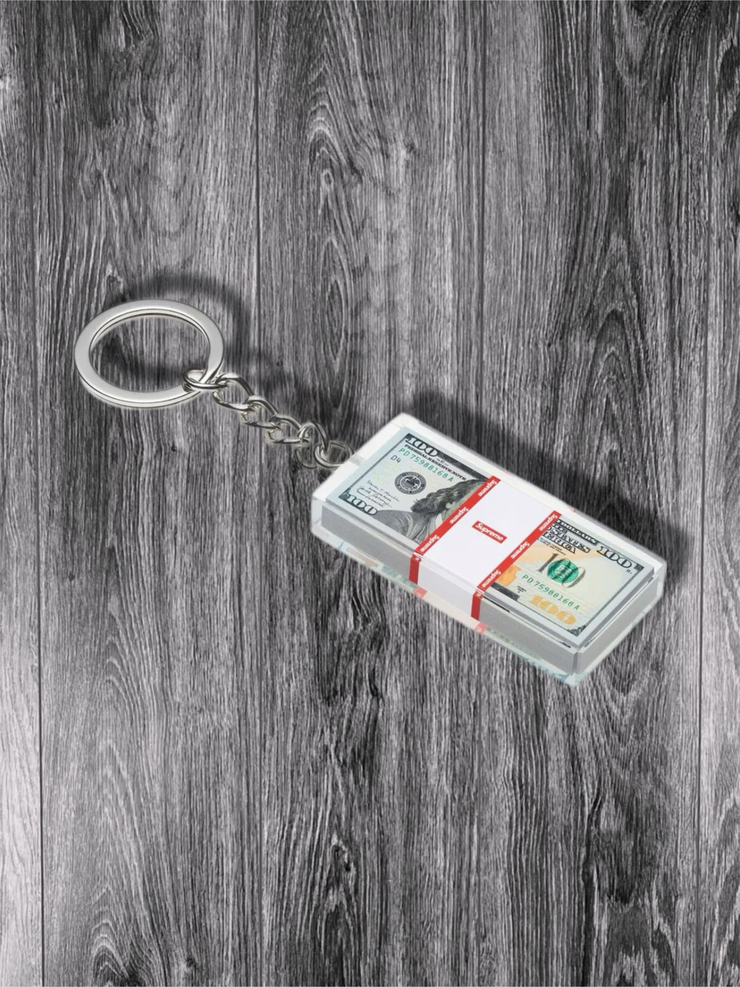 Supreme Cash Paperweight Keychain 'Clear' New for Sale in