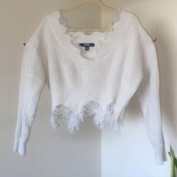 White Cropped Sweater 