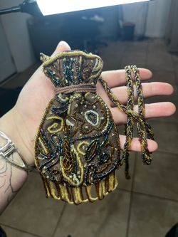 Handmade beaded pouch purse