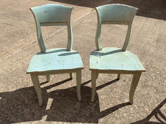 Pair of Vintage Wood Chairs with Chippy Paint