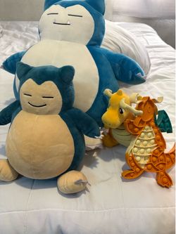 Pokémon Plush Bundle – Vintage Dragonite, 2 Snorlax Plushies & Dragonite Pop It