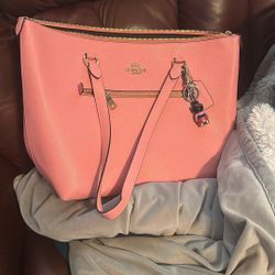 Pink Coach Purse With Charm 