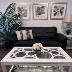 IKEA Black Leather Sofa 