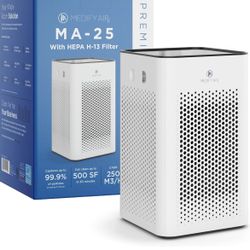 Medify Air MA-25 Air Purifier with H13 True HEPA Filter | 500 sq ft Coverage | for Allergens, Wildfire Smoke, Dust, Odors, Pollen, Pet Dander | Quiet 