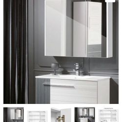 Romer Surface Mount Frameless 3 Door Medicine Cabinet with 6 Adjustable Shelves