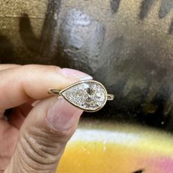 14k LAB Diamond Pear Shape Ring 
