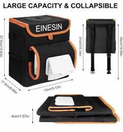 Car Trash Can with Tissue Holder - Leak-Proof Car Organizer and Storage Bag