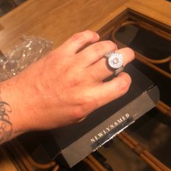 Diamond Crested Silver Ring 