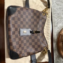 Louis Vuitton Damier Ebene Canvas Odeon MM Shoulder Bag Brown
