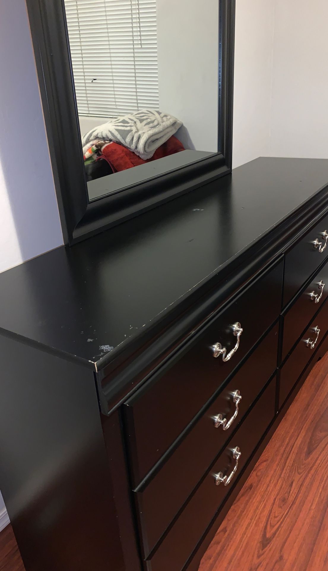 Black dresser with mirror
