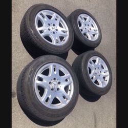 4 —- 225/55r16 5x112 5x4.41 Stock Mercedes E420 Audi Vw Rims Wheels Good Tires Treads!!!