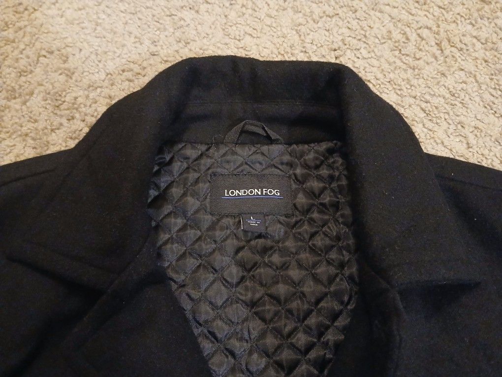 London Fog Mens Wool Coat, Size Large