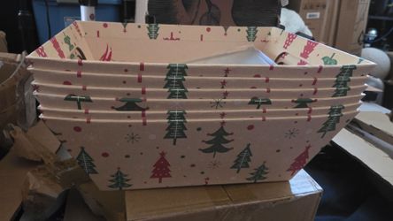 6 Set Christmas Baskets Gift Empty to Fill with Ribbons and Clear Bags  New Price Firm Corona92879