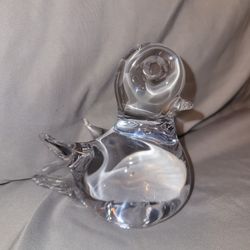 Vintage Clear Art Glass Bird Figurine Paperweight 3½" Tall