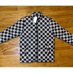 WESC Checker Board Smiley Face Puffer Coat Men’s Sz M New!