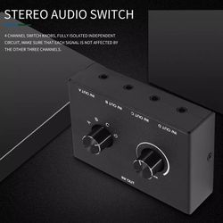 4 Port Audio Switch 3.5mm Audio Switcher Stereo AUX Audio Selector Speakers