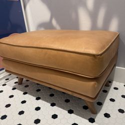 West Elm Zander Leather Ottoman