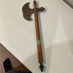 Brass And Wood Axe/Vintage/ceremonial?