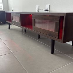 70” Modern TV Stand, LED MEDIA CONSOLE with Cable Management