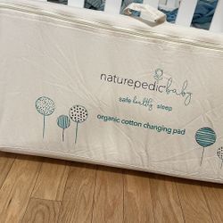 Naturepedic Organic Contoured Changing Pad - Easy to Clean, Lightweight & Portable - Comfort 4-Sided Waterproof Baby Diaper Changing Pad for Dresser o