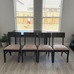 Black Wooden Dining Table With 4 Chair