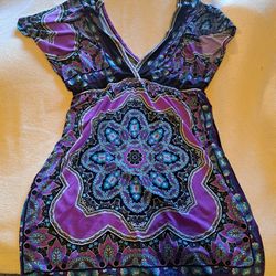 L Trippy Purple Tunic Top