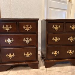 Set Of 2 - Chippendale Style With 4 Drawers. (15” x 11” x 19”h). 