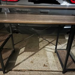 Modern Industrial Computer Desk w/ Shelves & Monitor Riser - $75