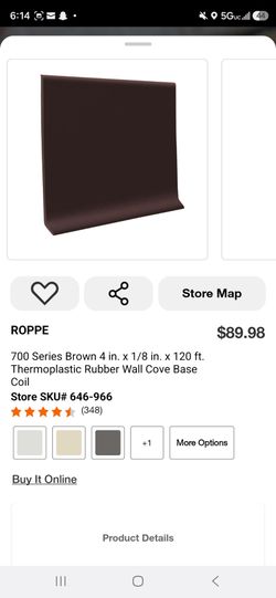 Roppe 700 Series Brown Rubber Wall Cove Base Coil