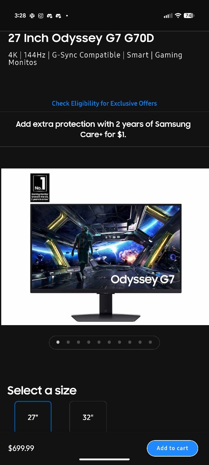Samsung G70D 144hz 4K IPS Gaming Monitor