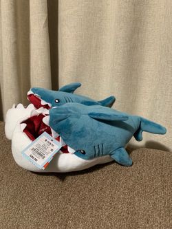 NEW Cat & Jack YOUTH Blue White Shark Slippers Size S (13/1)